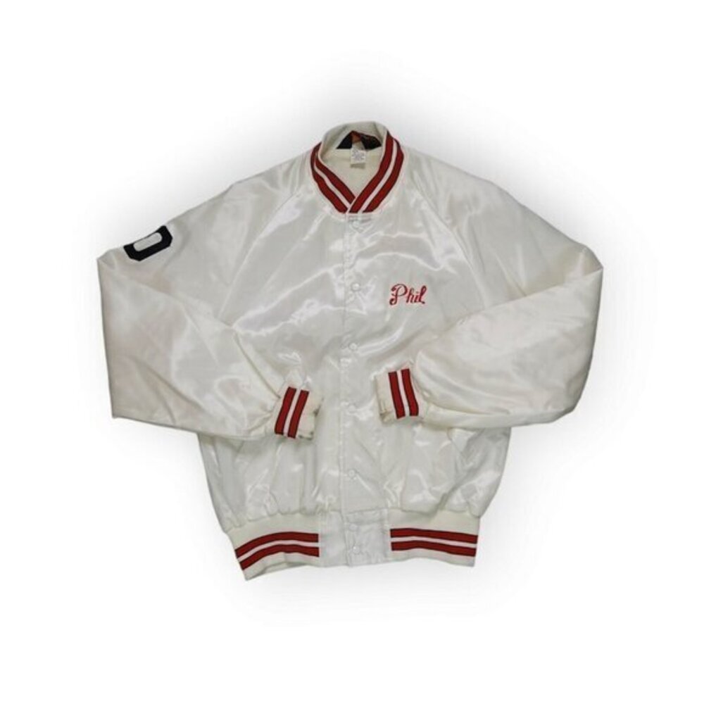 Vintage 60s "All Stars" White Satin Bomber Varsity Jacket‎ Mens Large - Picture 3 of 10